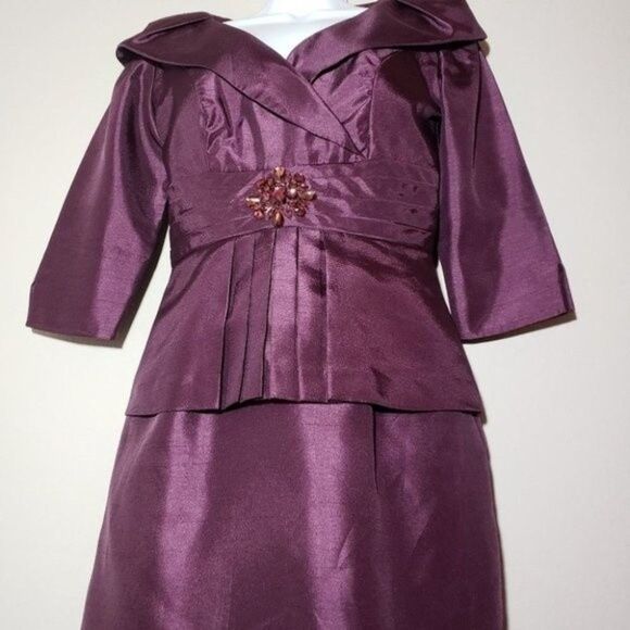 Jessica Howard evening dress in aubergine color size 6 - Picture 3 of 9